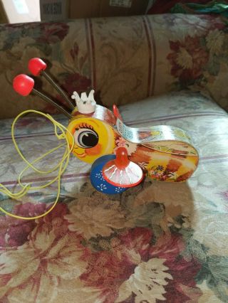 Vintage,  Fisher Price,  Queen Busy Bee Wood Pull Toy 444 2