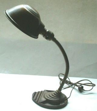 Vintage Eagle Art Deco Industrial Gooseneck Desk Lamp With Cast Iron Base 1930 