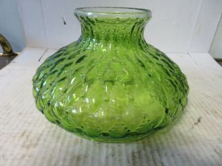 Vintage Green Glass Diamond Quilt Lamp Shade 6 5/8 " Wide Fitter