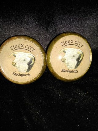 Bridle Rosettes Sioux City Stockyards 2 In Brass And 1 Pr