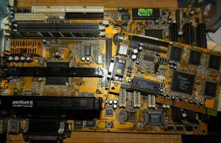 Biostar M6tlc Slot 1 Motherboard Vintage With Pentium Cpu Trident Agp