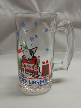 Vintage 1987 Bud Light Spuds Mackenzie Christmas Glass Mug