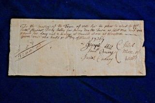 1736 Pay Order From Wells,  Me Selectmen In The Sum Of 3 Pounds