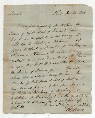 1798 Letter Signed By Edward Burd,  Revolutionary War Major