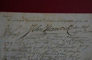 Rare Antique 1830 ' s Declaration of Independence Art Print Collectible 2