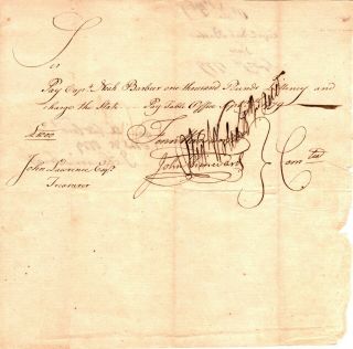 1779,  Oliver Wolcott,  Signed Pay Order Capt.  Noah Barber,  Lexington Minuteman