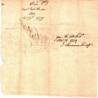 1779,  Oliver Wolcott,  signed pay order Capt.  Noah Barber,  Lexington Minuteman 2