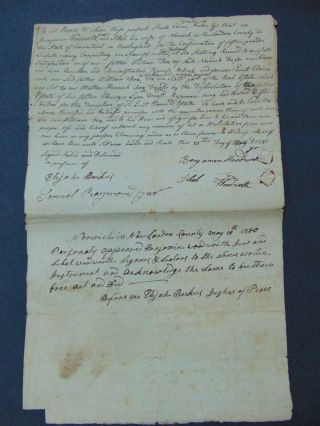 C1780 American Revolutionary War Manuscript Deed Signed By Benjamin Huntington