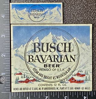 Busch Bavarian Lager Beer Bottle Label,  Anheuser Busch Inc.  St.  Louis,  Mo.  C1955