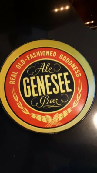 Vintage Genesee Ale Beer Tray Metal 12 " The Better The Malt,  The Better The Brew