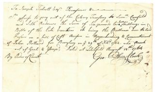 Colonial Connecticut 1764 Pay Order For Arrest Of Burglar Signed George Pitkin