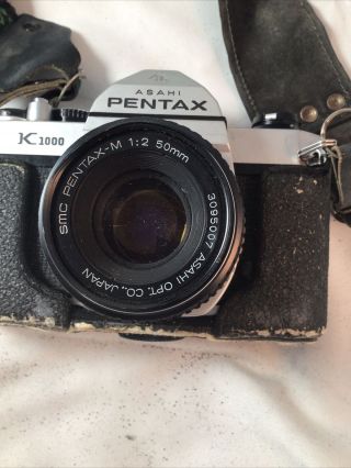 Vintage Asahi Pentax K - 1000 With Smc - m 1:2 50mm Lens With Strap 3