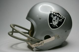 Vintage Raiders Football Helmet & Riddell Chin Strap - 1970s Rawlings Hfnl