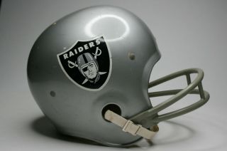Vintage Raiders Football Helmet & Riddell Chin Strap - 1970s Rawlings HFNL 3