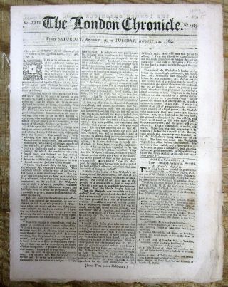 1769 Pre - Revolutionary War Newspaper Samuel Adams Signed Massachusetts Resolves
