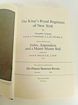 Us Rev War The Kings Royal Regiment Of York Reference Book