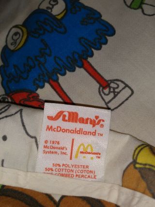 1976 Vintage Mcdonalds Fitted Twin Bed Sheet Ronald Mcdonald Who 