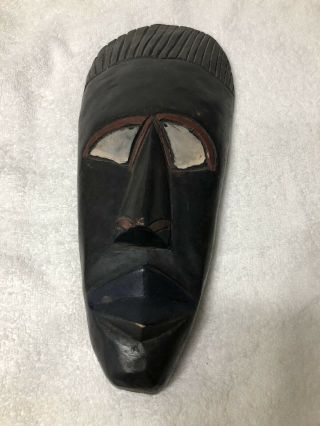 Vintage African Ghana Hand Carved Wooden Oval Mask 14 1/2” X 6”