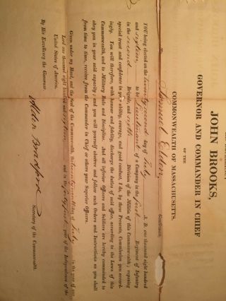 JOHN BROOKS REVOLUTIONARY WAR DOCUMENT signed by JOHN BROOKS AS MA.  GOV.  1816 2