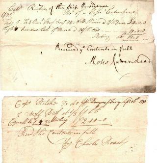 1781,  Hms Providence,  British Troop Transport,  Goods Paid For
