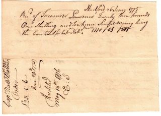 1775,  Oliver Ellsworth,  signed pay order,  Siege of Boston,  Waterbury,  CT.  Troops 2