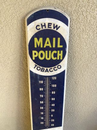 Vintage Mail Pouch Chewing Tobacco Gas Oil 39 " Metal Thermometer Sign
