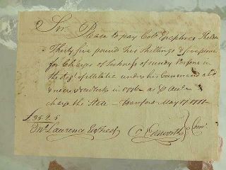 1777 Revolutionary War Soldier Pay Order Signed Oliver Ellsworth To Col Sheldon