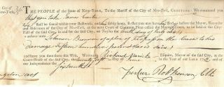 Revolutionary War Hero Marinus Willett Signed Document 1792 Sheriff Of York