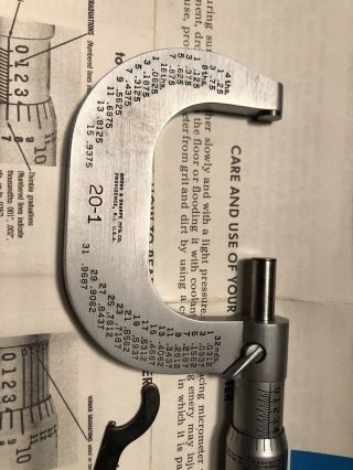 2 Vintage Micrometers Brown & Sharpe 20 - 1 Carbide Tip Micrometer Starrett 231 2