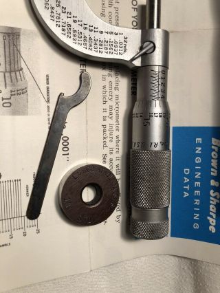 2 Vintage Micrometers Brown & Sharpe 20 - 1 Carbide Tip Micrometer Starrett 231 3