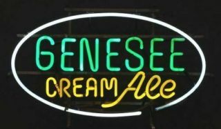 Genesee Cream Ale Real Glass Neon Light Sign 17 " X14 "