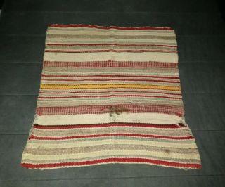 Old Native American (navajo Indian) Striped Wool Rug (needs Tlc)