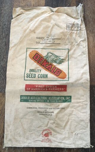 Vintage Dekalb Seed Corn Bag Farm Sack 1950 
