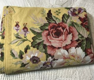 Vintage Ralph Lauren Brooke Sophie King Flat Bed Sheet Yellow Floral Usa