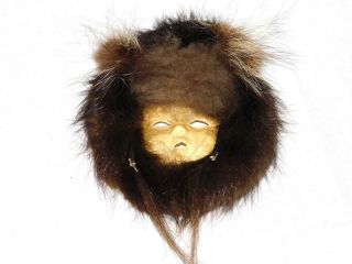 Mekoryuk Nunivak Island Alaska Native Eskimo Made Mask Skin Beaver Fur Wall Art