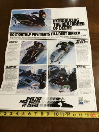Vintage John Deere Snowmobile Poster Brochure 1980