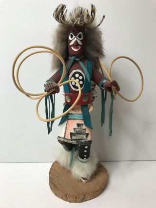 Native American Navajo Hoop Dancer Kachina Doll 9 " Tall Artist Signed