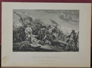 Antique 1870s Engraving Battle Of Bunker Hill Revolutionary War Art