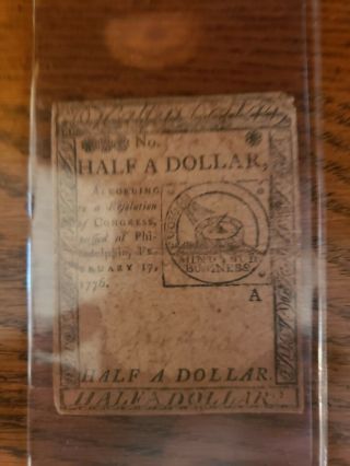 1776 Revolutionary War Half Dollar Continental Currency Hall And Sellers
