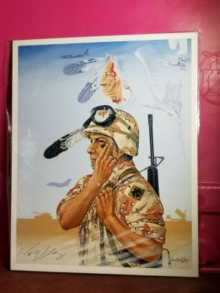 Enoch Kelly Haney " Preparing For Battle " Signed Print Native American Military