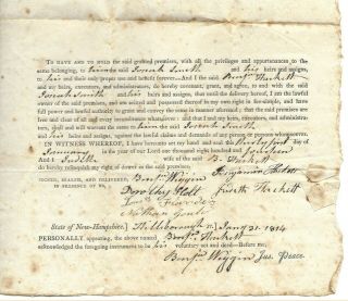 1814 Nh Deed Signed,  Benj Wiggin,  Benj Hackett,  Nathan Gould,  Jona Flanders