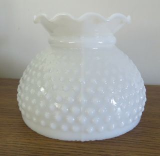Vintage Hobnail White Milk Glass Lamp Shade with Ruffled Top - 6 