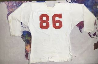 Vintage Football Jersey 60s 70s Durene Thick Nylon/cotton White Usa Shirt Worn