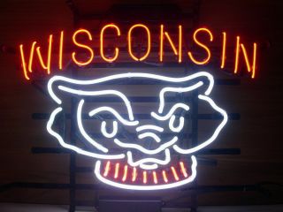 Wisconsin Badgers Ncaa Beer Pub Bar Neon Sign 17 " X14 "