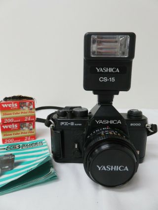 Vintage Yashica Fx - 3 2000 - 35 Mm Camera Ml 50 Mm Lens & Flash Kyocera