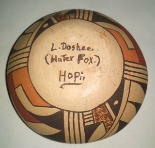 Vintage Hopi Pot By (l) Laura Dashee (water Fox) Ploychrome,  Signed