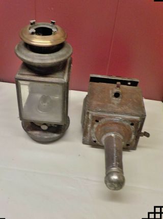 2 Antique Oil Lantern Carriage Buggy Car Lamp Light / Reapair