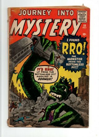 Journey Into Mystery 58 Vintage Marvel Comic Pre - Hero Horror Scifi Monster 10c