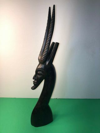 African Tribal Art,  Wood Carved Figure In Effigy To Antelope Spirit