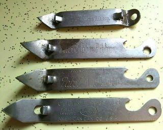 Four Vintage Pabst Blue Ribbon Beer Tapa Can Church Key Bottle Openers